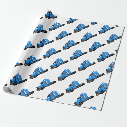 Light Blue Semi Truck in Three Quarter Uitzicht Cadeaupapier (Uitgerold)