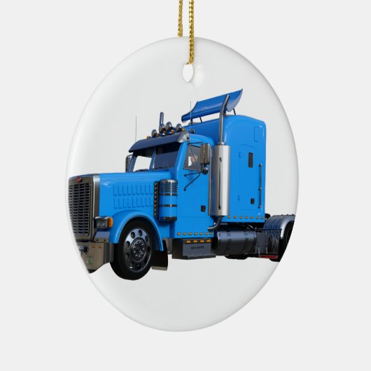 Light Blue Semi Truck in Three Quarter Uitzicht Keramisch Ornament (Rechts)