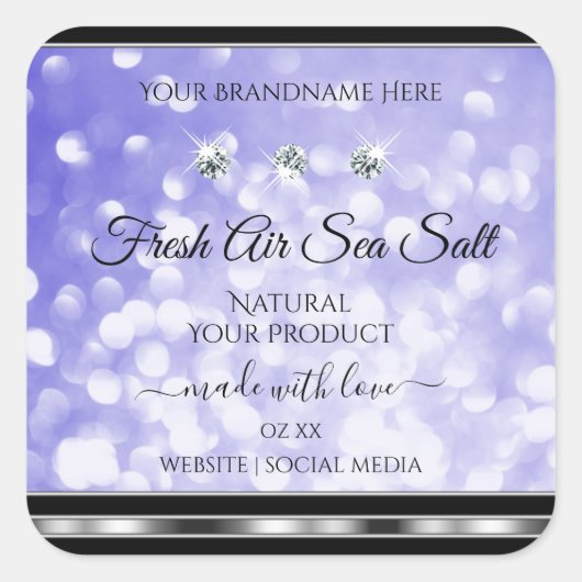 Light Blue Shimmer Glitter Product Labels Diamonds (Voorkant)