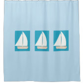 Light Blue Shower-gordijn met witte zeilboten Douchegordijn (Voorkant)