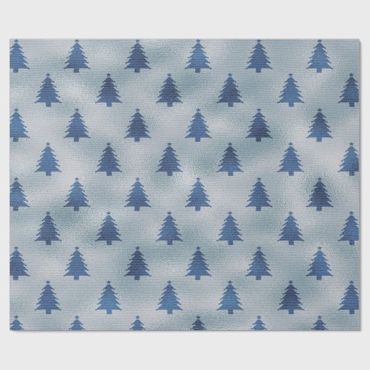 Light Blue Silent Night-kerstboom Cadeaupapier (Vlak)