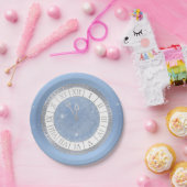 Light Blue Silver Cinderella Clock Party Papieren Bordje (Feest)