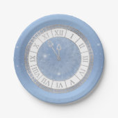 Light Blue Silver Cinderella Clock Party Papieren Bordje (Voorkant)
