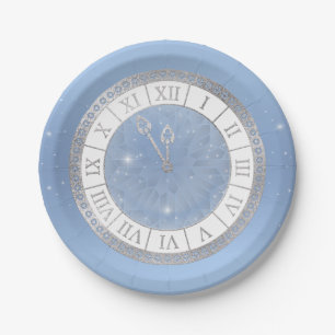 Light Blue Silver Cinderella Clock Party Papieren Bordje