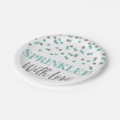 Light Blue Silver-Confetti, gerimpeld met liefde Papieren Bordje (Gekanteld)