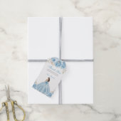 Light Blue & Silver Floral Princess Quinceañera Cadeaulabel (Met Touw)