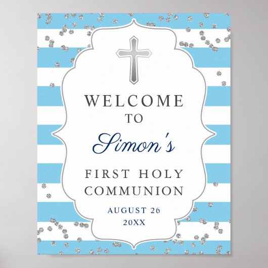 Light Blue Silver Glitter First Community Welcome Poster (Voorkant)