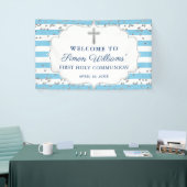 Light Blue Silver Glitter First Heilige Communie Spandoek (Beurs)