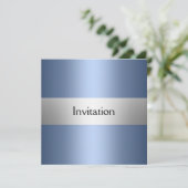 Light Blue Silver Party-uitnodiging Kaart (Staand voorkant)