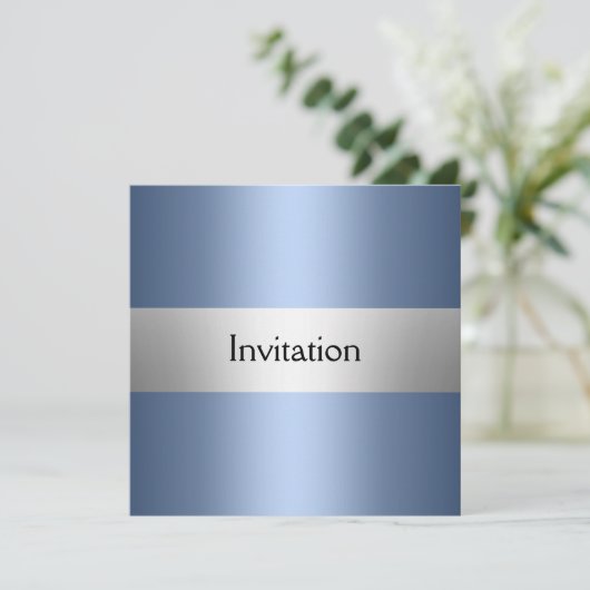 Light Blue Silver Party-uitnodiging Kaart (Staand voorkant)