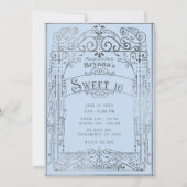 Light Blue & Silver  Victoriaans Sweet 16 Kaart (Voorkant)