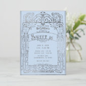 Light Blue & Silver  Victoriaans Sweet 16 Kaart (Staand voorkant)