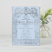 Light Blue Silver  Victoriaans Vrijgezellenfeest Kaart (Staand voorkant)