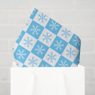 Light Blue Snowflake Checkered Pattern Kerstmis Tissuepapier