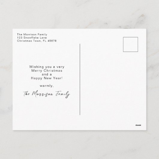 Light Blue Snowflake Feestdagenkaart (Achterkant)