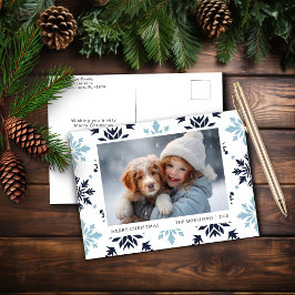 Light Blue Snowflake Feestdagenkaart