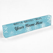 Light Blue Snowflake-kerstontwerp Naambordje