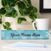 Light Blue Snowflake-kerstontwerp Naambordje