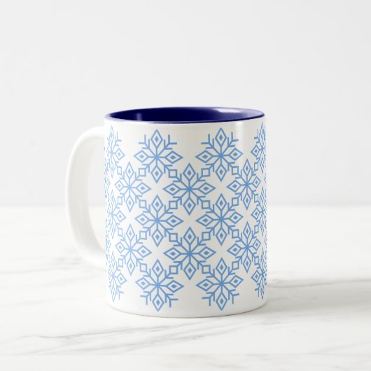 Light Blue Snowflake Pattern Mok (Voorkant links)
