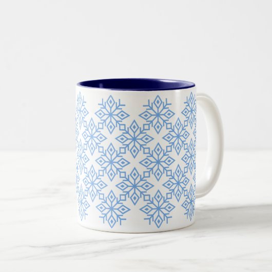 Light Blue Snowflake Pattern Mok (Voorkant rechts)