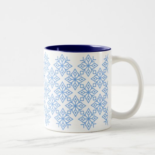 Light Blue Snowflake Pattern Mok (Rechts)