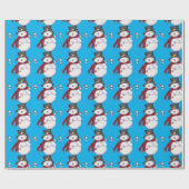 Light Blue Snowman Wrapping Paper Cadeaupapier (Vlak)