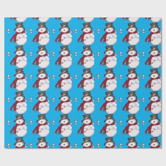Light Blue Snowman Wrapping Paper Cadeaupapier (Vlak)