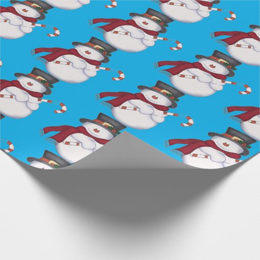Light Blue Snowman Wrapping Paper Cadeaupapier (Hoek)