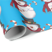 Light Blue Snowman Wrapping Paper Cadeaupapier (Rol Hoek)