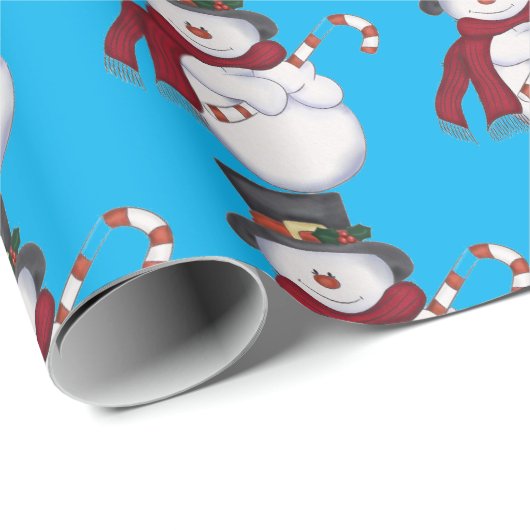 Light Blue Snowman Wrapping Paper Cadeaupapier (Rol Hoek)