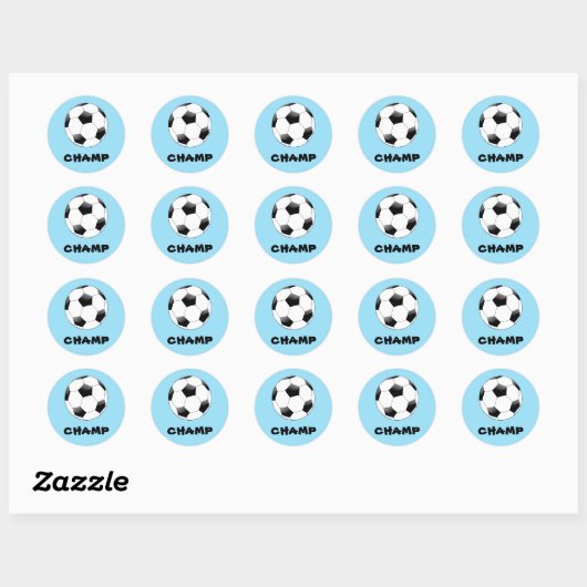 Light Blue Soccer Champ Stickers (Vel)