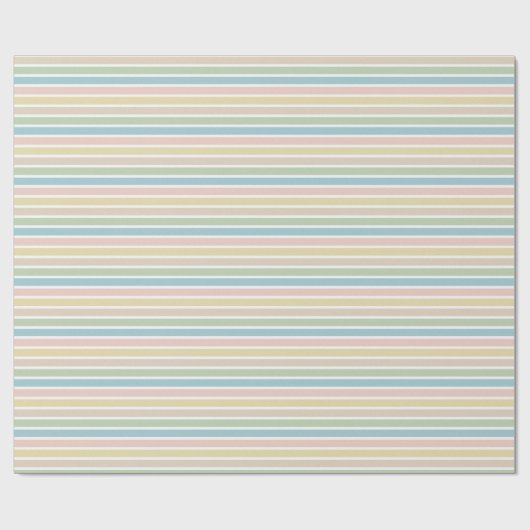 Light Blue Soft Green Blush Pink Striptern Cadeaupapier (Vlak)