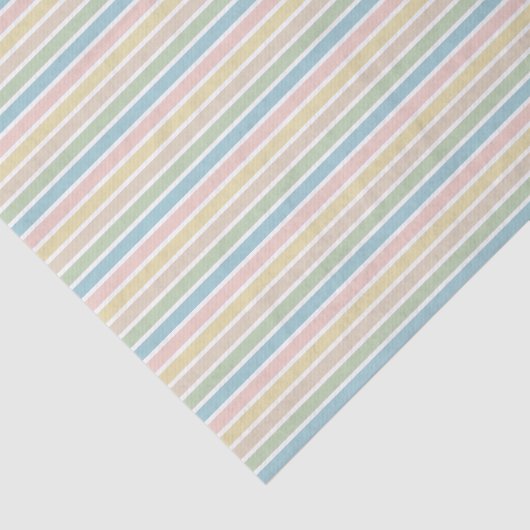Light Blue Soft Green Blush Pink Striptern Tissuepapier (Detail)