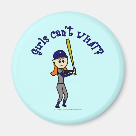 Light Blue Softball Magneet (Voorkant)