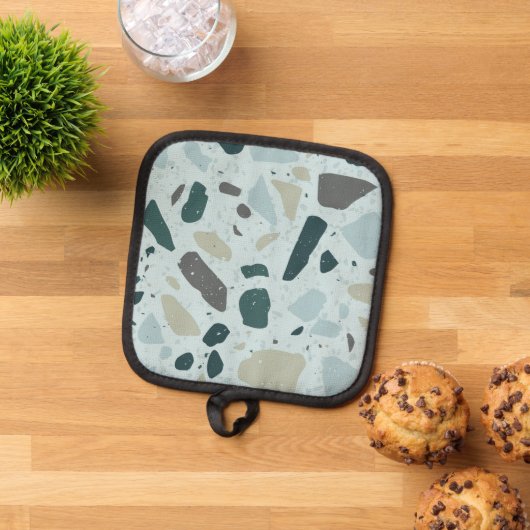 Light Blue Square Abstract Potholder Pannenlap (Top down)