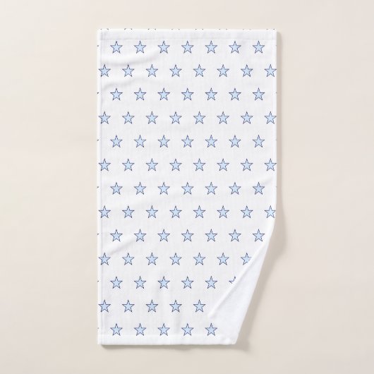 Light Blue Star Pattern op Navy Blue & White Bad Handdoek (Handdoek)