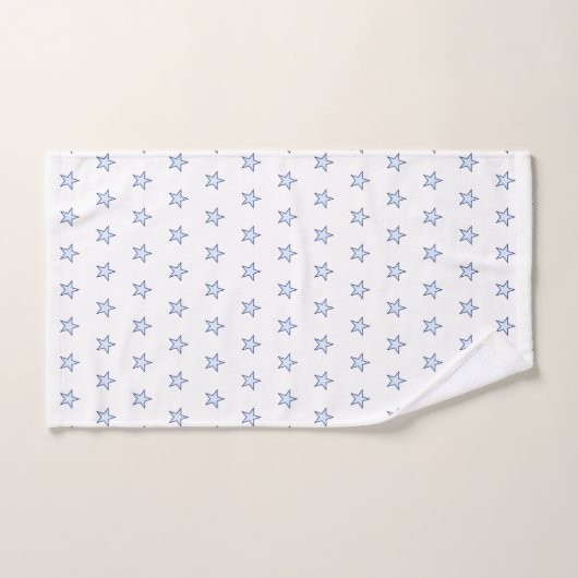 Light Blue Star Pattern op Navy Blue & White Bad Handdoek (Handdoek)