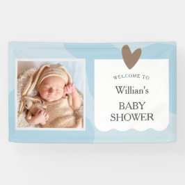 Light Blue Star Photo Baby shower Welkom Spandoek