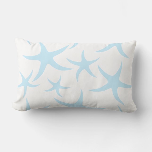 Light Blue Starfish Patroon. Kussen (Voorkant)
