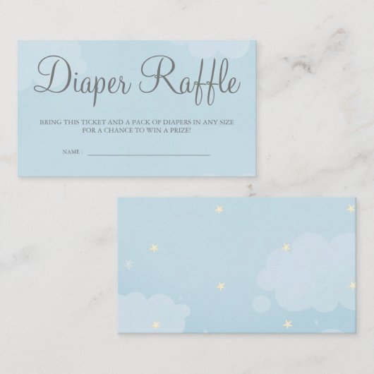 Light Blue Starry Sky Diaper Raffle Card Tickets Informatiekaartje (Voorkant / Achterkant)