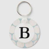 Light Blue Stippen Monogram Sleutelhanger (Voorkant)