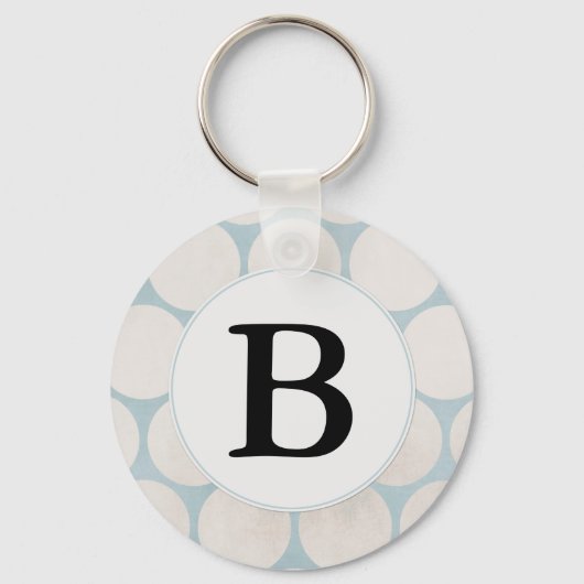 Light Blue Stippen Monogram Sleutelhanger (Voorkant)