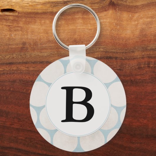 Light Blue Stippen Monogram Sleutelhanger (Voorkant)