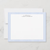 Light Blue Stripe Border Note Card Kaart (Voorkant)