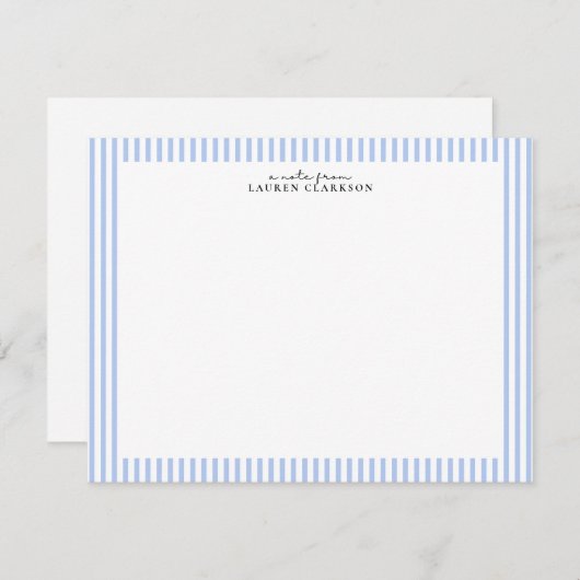 Light Blue Stripe Border Note Card Kaart (Voorkant / Achterkant)