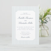 Light Blue Stripe Framed Wedding Invitation Kaart (Staand voorkant)