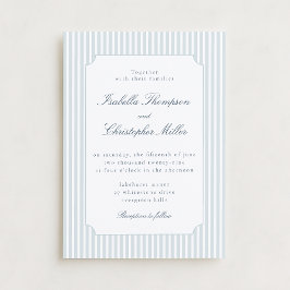 Light Blue Stripe Framed Wedding Invitation Kaart