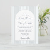 Light Blue Striped Arch Wedding Invitation Kaart (Staand voorkant)