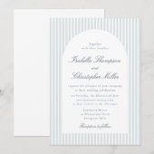 Light Blue Striped Arch Wedding Invitation Kaart (Voorkant / Achterkant)