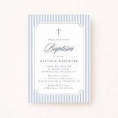 Light Blue Striped Baptism Invitation Kaart